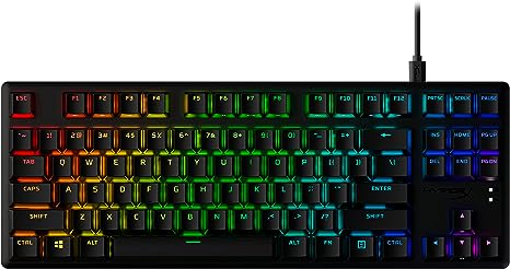 HyperX Alloy Origins Core PBT - TKL Mechanical Gaming Keyboard, PBT Keycaps, RGB lighting, Compact, Aluminum Body, Customizable with HyperX NGENUITY, Onboard Memory - HyperX Tactile Aqua Switch