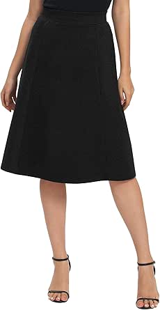 Urban CoCo Women's A-Line Elastic High Waist Flare Work Midi Knee Length Stretchy Skirt