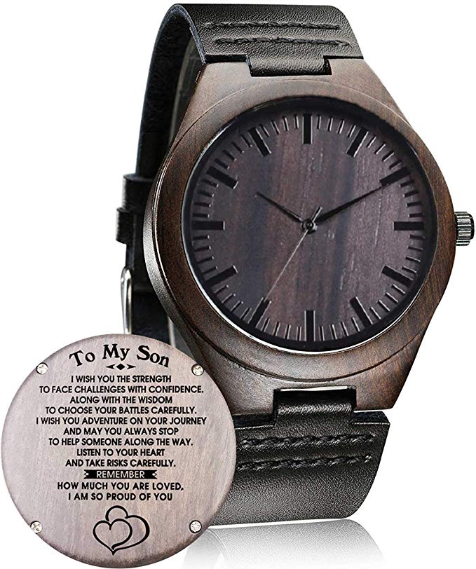 Customized Engraved Wooden Watch, Casual Handmade Wood Watch for Men Women Husband Wife Girlfriend Boyfriend Dad Mom Son Family Friends Customized Gift