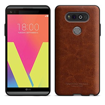 LG V20 Case [Tridea] Power Guard Premium Synthetic Leather Bumper [Shock Resistant][Scratch-Resistant] with Hidden Card Storage Case for LG V20 (2016) [Brown]