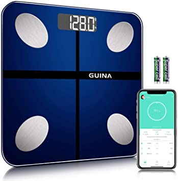 Body Fat Scale Bluetooth Digital, Bathroom Scale with BMI, Weight Scale with Body Fat Scale with 4 Hight Precision Sensors,Shatter-Resistant Tempered Glass and APP(Blue)