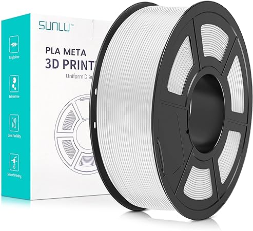 SUNLU 3D Printer Filament, Neatly Wound PLA Meta Filament 1.75mm, Toughness, Highly Fluid, Fast Printing for 3D Printer, Dimensional Accuracy  /- 0.02 mm, 330 Meters, 1 KG Spool, White