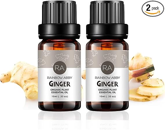2 Bottles Ginger Essential Oil - 100% Pure Premium Grade for Aromatherapy Diffuser, Massage, Skin Care - 2 X 10ml