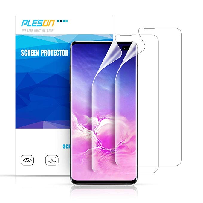 Pleson Galaxy S10 Plus Screen Protector [Exclusively New Installation] [LIFETIME Replacement] [2 Pack] Full Coverage [Case Friendly], Bubble Free/HD Clear Screen Protector for Samsung Galaxy S10 Plus