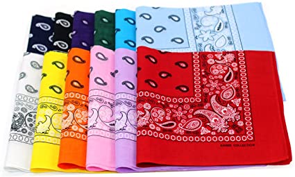 MissShorthair 12 pack 100% Cotton Bandanas for Face Cover for Protection, Scarf Bandana for Women, Men, Kids