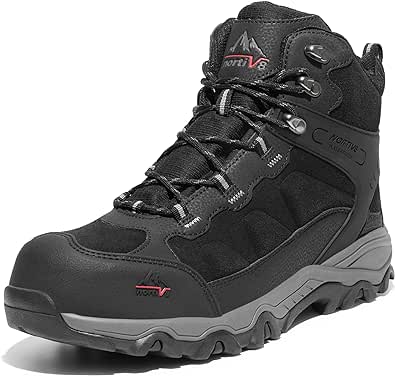 NORTIV 8 Waterproof Steel Toe Boots for Men Slip Resistant Safety Industrial Boots