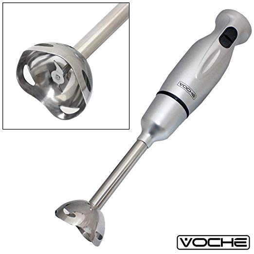 Voche Silver 200W Dual Speed Hand Blender with Twist Lock Removeable Stainless Steel Shaft