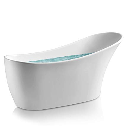 AKDY 63" Modern Bathroom Acrylic White Freestanding Spa Soaking Bathtub