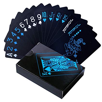 Trooer PVC Poker Waterproof Playing Cards Set Deck of Cards with Box(Black)
