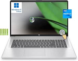 HP 17 17.3" HD  Touchscreen Laptop Computer for Home & Student, Intel Pentium Silver N5030, 64GB RAM, 4TB PCIe SSD, Numeric Keypad, Wi-Fi 5, BT 5.0, HDMI, Silver, Windows 11 Home(S Mode), w/Battery