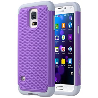 Galaxy S5 Case, ULAK Knox Armor Slim Hybrid Shockproof Silicone Rugged Hard Plastic Case Protective Cover Shell For Samsung Galaxy S5 S V I9600 (5.1" inch) 2014 Release -Purple/Grey
