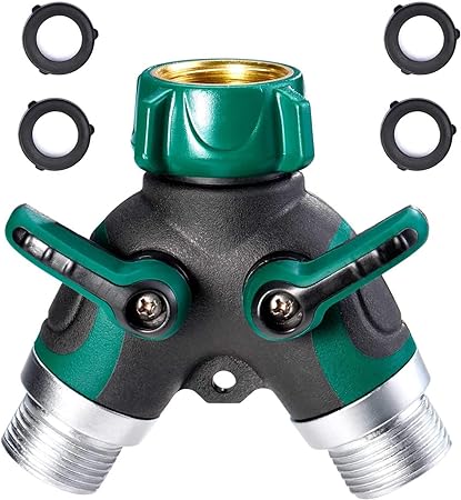 2 Way Y Hose Splitter Garden Hose Connector Heavy Duty Hose Spigot Adapter with Comfortable Rubberized Grip Sturdy Construction for Garden and Home Life