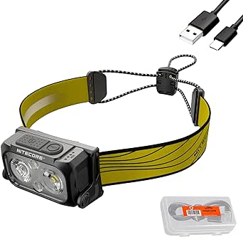 Nitecore NU25 400 USB-C Rechargeable Headlamp, Lightweight, Dual Beam, with Red Lighting for Hiking, Climbing, and Camping, with Lumentac Organizer, Black