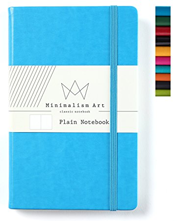 Minimalism Art | Classic Notebook Journal, Size: 5" X 8.3", A5, Blue, Plain/Blank Page, 192 Pages, Hard Cover/Fine PU Leather, Inner Pocket, Quality Paper - 100gsm | Designed in San Francisco