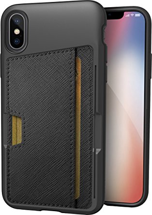 CM4 iPhone X Wallet Case - Q CARD CASE [Slim Protective Kickstand CM4 Grip Cover] - "Wallet Slayer Vol.2" - Black Onyx