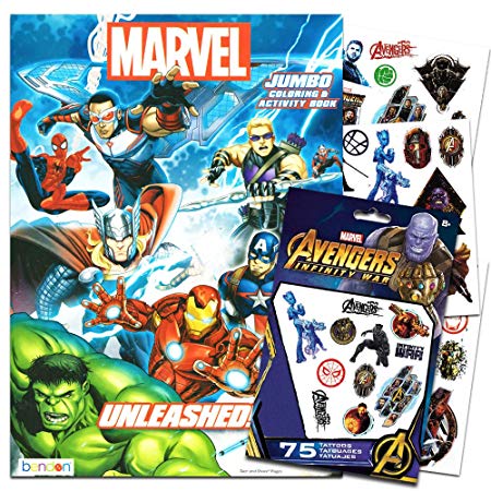 Marvel Avengers Coloring & Activity Book with Temporary Tattoos: Spider-man, Thor, Iron Man, Captain America, The Incredible Hulk