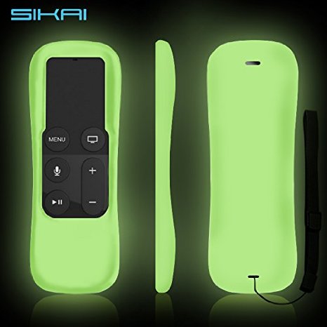 Amazon FBA SIKAI® Patent The New Apple TV 4Gen Siri Remote case Non-Slip-Grip & Secure for Apple TV Siri Remote Ergonomic design Silicone case with Apple TV Siri Remote loop(Luminous-Green)