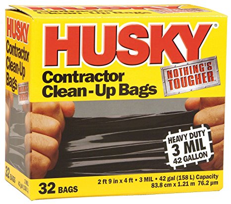 Husky HK42WC032B 42-Gallon Contractor Clean-Up Bags, 32-Count