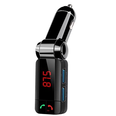collee BC06S(BC06 Upgraded Version)New Current/Voltage Detection Digital Wireless Bluetooth Fm Transmitter and Adapter,car Receiver, car charger with Handsfree Calling and USB Charging Port Up to 2.1A