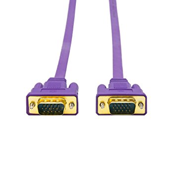 DTECH Ultra Slim Flat VGA to VGA Cable 6 Feet in Purple 1.8m