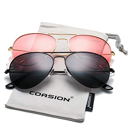 COASION Classic Polarized Aviator Sunglasses for Men Women Mirrored UV400 Protection Lens Metal Frame