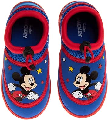 Disney Mickey Mouse Boys Water Shoes - Pool Aqua Socks for Kids- Sandals Bungee Waterproof Beach Slides Sport Character Summer Slip-on Quick Dry (Toddler/Little Kid)