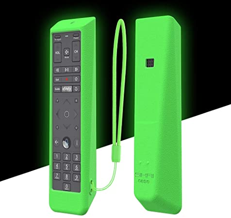 SIKAI Shockproof Silicone Case Cover for XFinity Comcast XR15 Voice Remote, Protective Skin for XFinity X1 Xi6 Xi5 XG2 TV Remote, Skin-Friednly Anti-Lost with Remote Loop (Glow in Dark-Green)