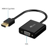 HDMI to VGA Rankie Gold-Plated Active HDMI to VGA Adapter Male to Female with Micro USB Charging Cable