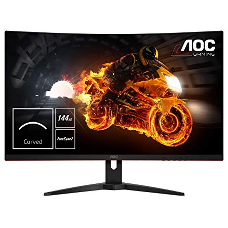 AOC CQ32G1 31.5" Curved Frameless Gaming Monitor, Quad HD 2560x1440, VA Panel, 1 ms, MPRT, 144Hz, FreeSync, DisplayPort/HDMI/VGA, VESA