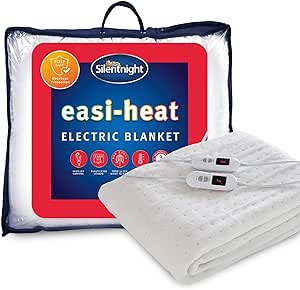 Silentnight Easi Heat Double Electric Blanket – Heated Underblanket with Full Mattress Coverage, Warm Fleece Material and Easy Fit Straps – Ultra Fast Heat Up and LED Controller – Double (137x193cm)