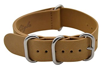 ArtStyle Vintage Crazy Horse Leather Watch Band with Double Sides Leather Watch Strap