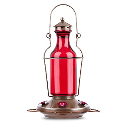BOLITE 18004 Hummingbird Feeder, Vintage Red Wine Bottle Hummingbird Feeders for Outdoors, 20 Ounces