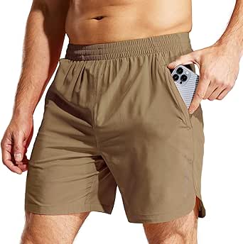 MIER Men's Running Shorts 7" Quick Dry Gym Athletic Workout Shorts with Zipper Pockets