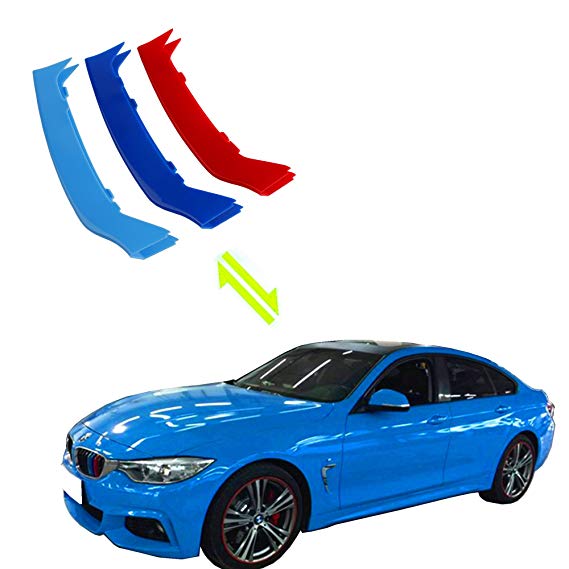 Jackey Awesome Exact Fit ///M-Colored Grille Insert Trims For 2014-2018 F32 F33 F36 4 Series 420i 428i 430i 435i 440i Regular Kidney Grill (For BMW 2014-2018 4 Series,9 Beams)