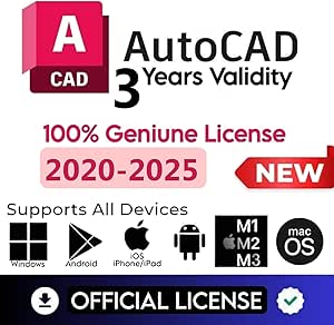 AutoCAD ソフトウェア (3 年間   3 デバイスの公式ライセンス) (すべてのデバイス Windows、MacOS、Android iPad 用) Geniune ライセンス (2018 ～ 2025) 一度に 3 ユーザー、有効期間は 5 年間