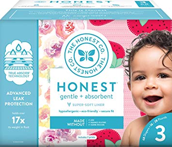 The Honest Company Club Box Diapers with TrueAbsorb Technology, Rose Blossom & Strawberries, Size 3, 68 Count