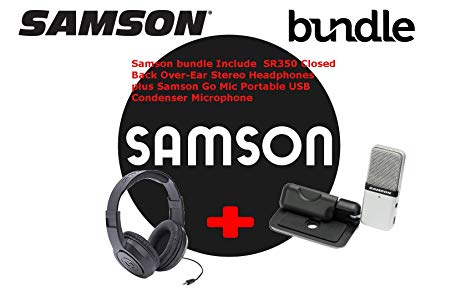 Samson Go Mic USB Compressor Microphone SR350 Over-Ear Headphones