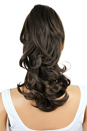 PRETTYSHOP 14" Hair Piece Pony Tail Clip On Extension Voluminous Wavy Heat-Resisting Brown # 8 H86