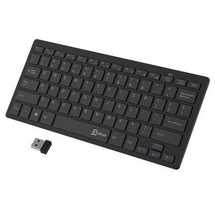 JETech 24G Wireless Keyboard for Windows 8  7  Vista  XP Black