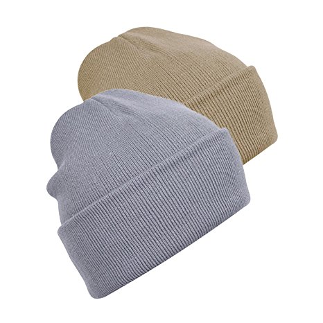 2 Pack Mens Adult Winter Thermal Thinsulate Knitted Beanie Hat