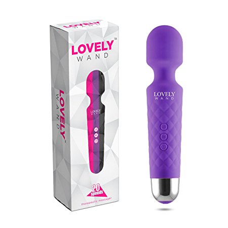 LOVELY Wand Massager Vibrating Wireless Magic Wand Handheld Personal Body Therapeutic Massager with 8 Powerful Speeds and 20 Modes Cordless Electric Massager Waterproof Portable and Rechargeable Mini Purple