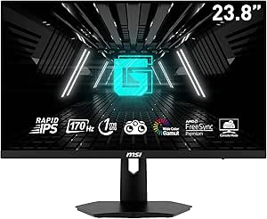 MSI G244F Écran PC Gaming 23.8" Full HD - Dalle Rapid IPS 1920x1080, 170Hz / 1ms, 16:9, FreeSync Premium - HDMI 2.0b, DisplayPort 1.2a