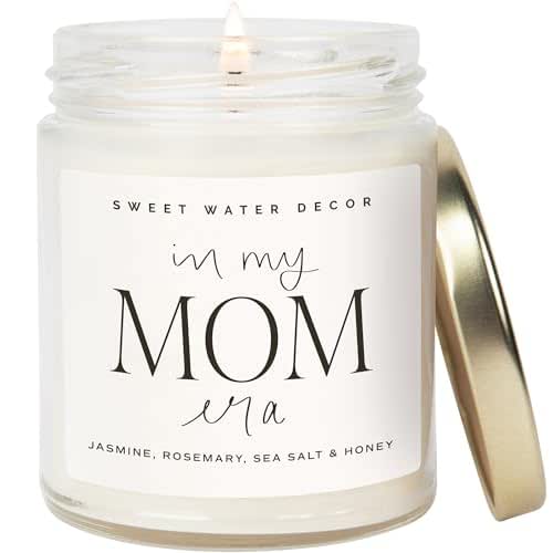 Sweet Water Decor In My Mom Era Candle - Jasmine, Rosemary, Sea Salt, and Honey Scented Candle - 9 oz Soy Candle in Clear Jar with 40  Hours Burn Time - Mother's Day Gifts for Mom