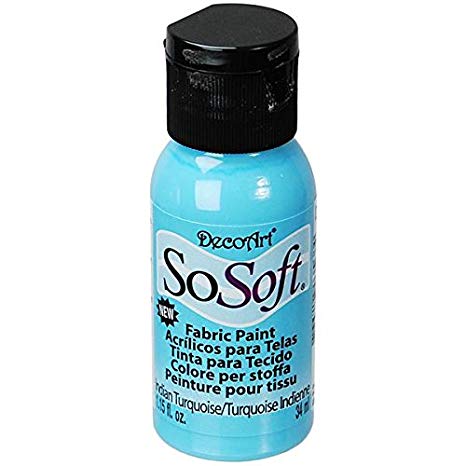 DecoArt DSS79-26 SoSoft Fabric Acrylics Paint, 1-Ounce, Indian Turquoise