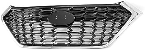 ZMAUTOPARTS Mesh Style Front Upper Hood Grille Grill Gloss Black w/Chrome Trim For 2016-2018 Hyundai Tucson