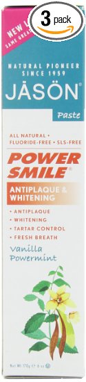 JASON Vanilla Mint PowerSmile Whitening Toothpaste, 6 Ounce Tubes (Pack of 3)