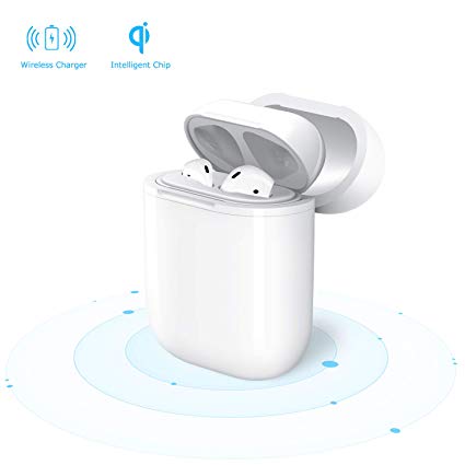 Airpods Wireless Charging Case, Maxcio Airpods Case Protector Cover/Skin/Accessory Qi Standard for Apple Airpods Compatible with All QI Wireless Charger (White)