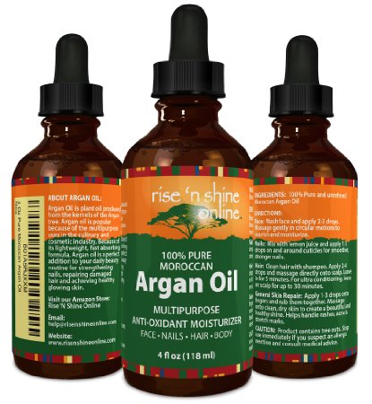 Pure Morocco Argan Oil 4 oz Best for Hair Skin and Nails - 100 All Natural Virgin Moroccan Argan Oil is a Great Shampoo Conditioner Hair Spray Mask and Excellent Hair Growth and Loss Treatment