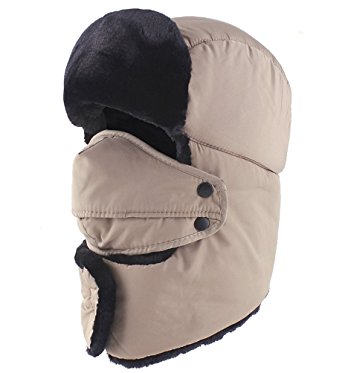 HindaWi Winter Hat Windproof Mask Ushanka Trapper Bomber Hats For Men and Women