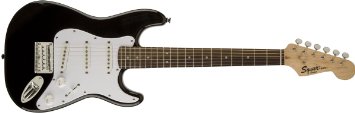 Squier by Fender "Mini" Strat Beginner Electric Guitar, Rosewood Fingerboard - Black
